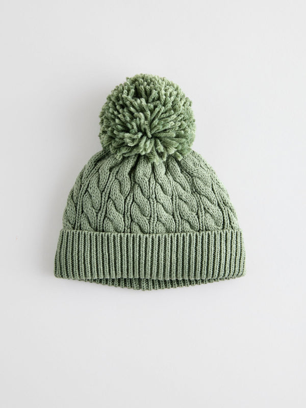 Green Baby Knitted Hat With Pom (0mths-2yrs)