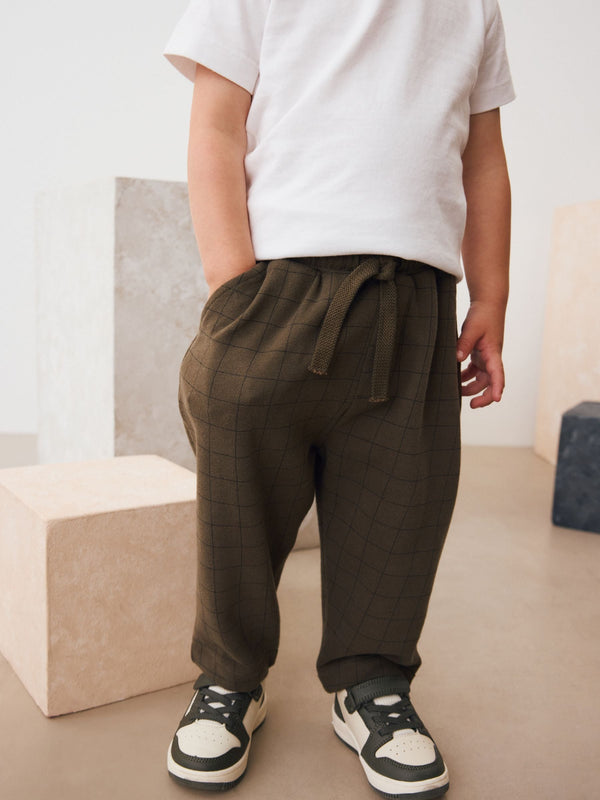 Khaki Green Checked Joggers (3mths-7yrs)
