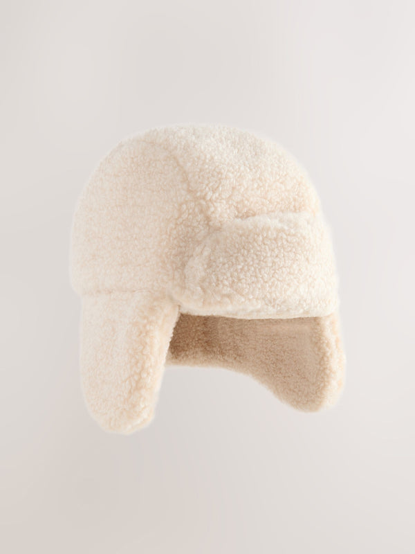 Beige Beige Borg Trapper Baby Hat