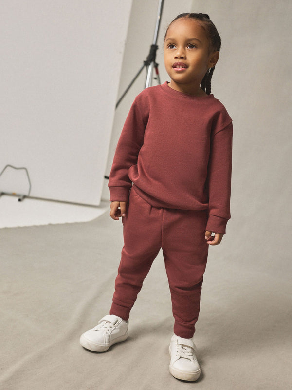 Burgundy Red Plain Sweatshirt And Joggers Set (3mths-7yrs)