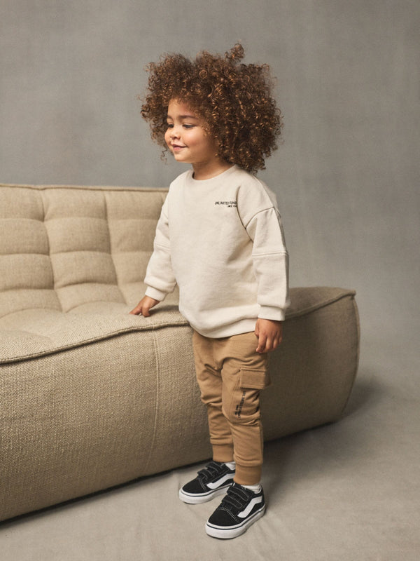 Ecru Off White Sweatshirt and Utility Joggers Set (3mths-7yrs)