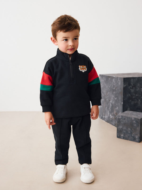 Black Half Zip Top and Joggers Set (3mths-7yrs)