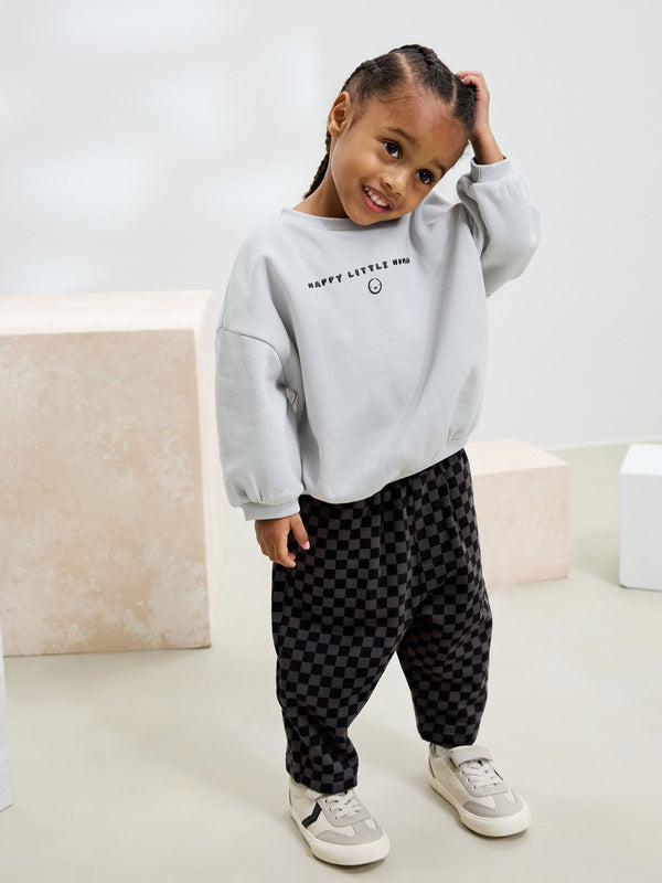 Black/Grey Sweatshirt and Patterned Jogger Set (3mths-7yrs)