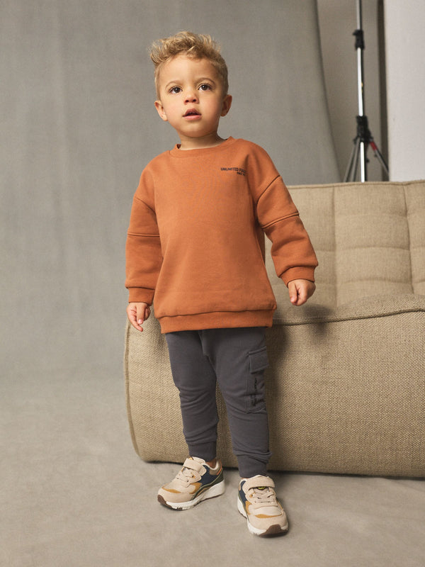 Rust Brown Sweatshirt and Utility Joggers Set (3mths-7yrs)