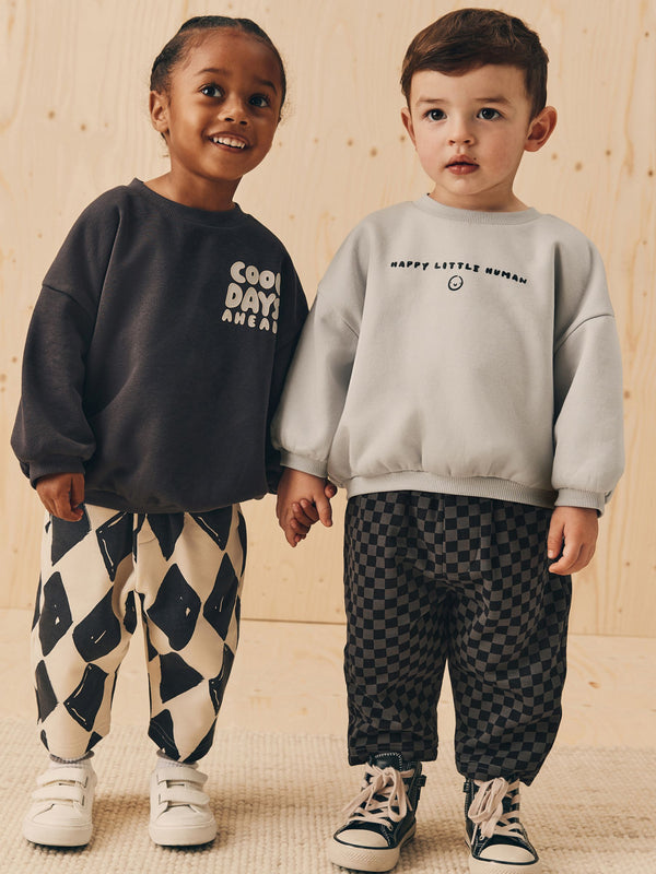 Black/White Printed Sweatshirt And Joggers Set 2 Pack (3mths-7yrs)
