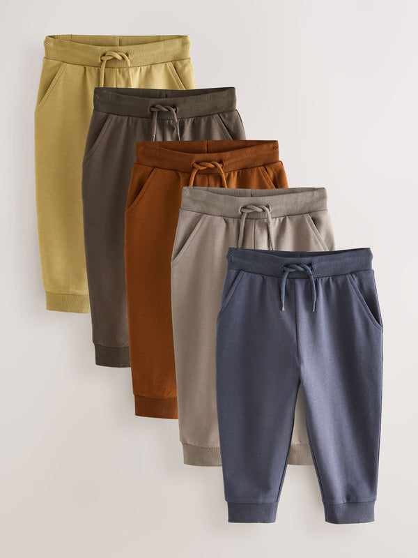 Khaki Green/Blue/Red Regular Fit Joggers 5 Pack (3mths-7yrs)