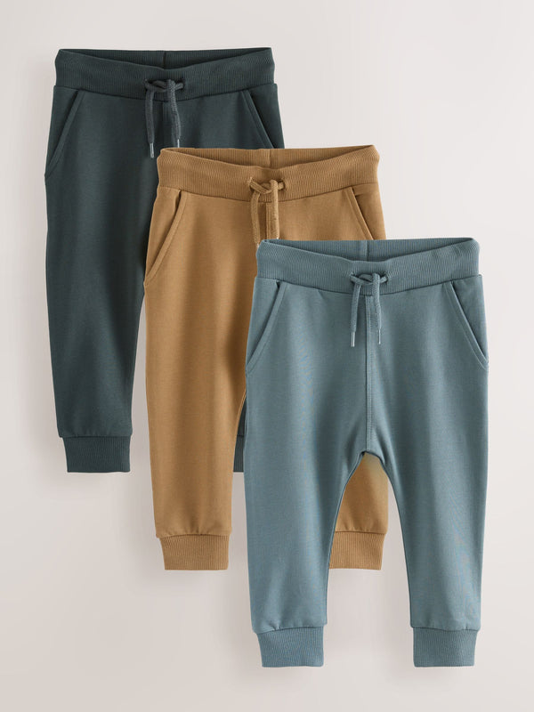 Blue/Tan Brown/Charcoal Grey Super Skinny Joggers 3 Pack (3mths-7yrs)
