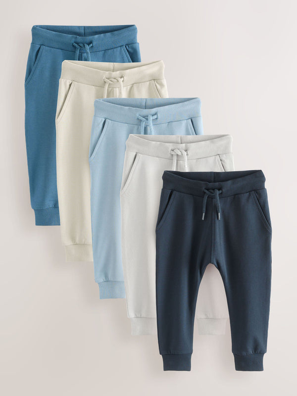 Blue/Ecru/ Navy Blue Skinny Fit Joggers 5 Pack (3mths-7yrs)