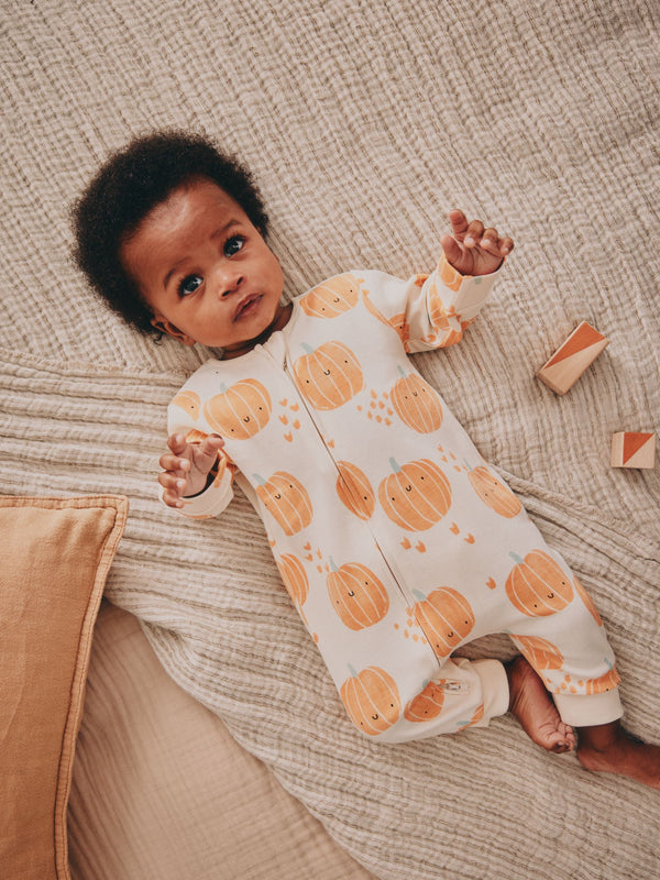 Orange Baby Pumpkin Two Way Zip Footless Sleepsuit (0mths-3yrs)