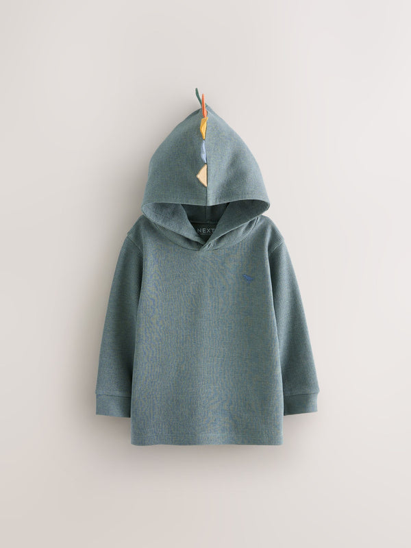 Blue Textured Jersey Dino Spikes Hoodie (3mths-7yrs)