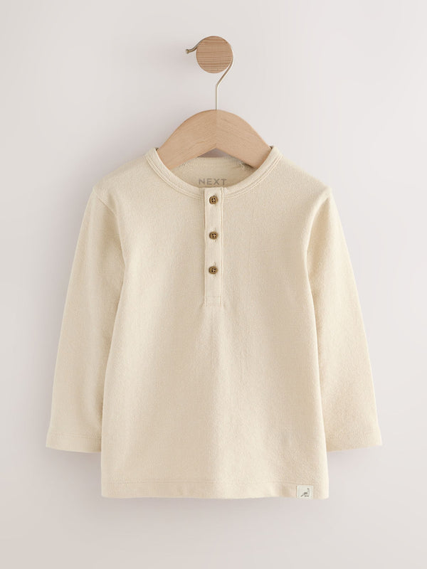 Stone Long Sleeve Henley Neck T-Shirt (3mths-7yrs)