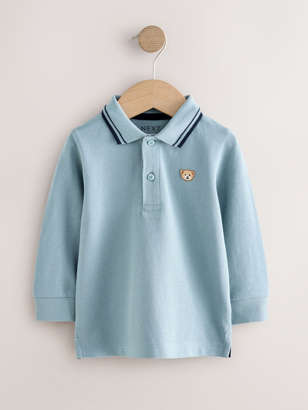 Blue Long Sleeve Polo Shirt (3mths-7yrs)