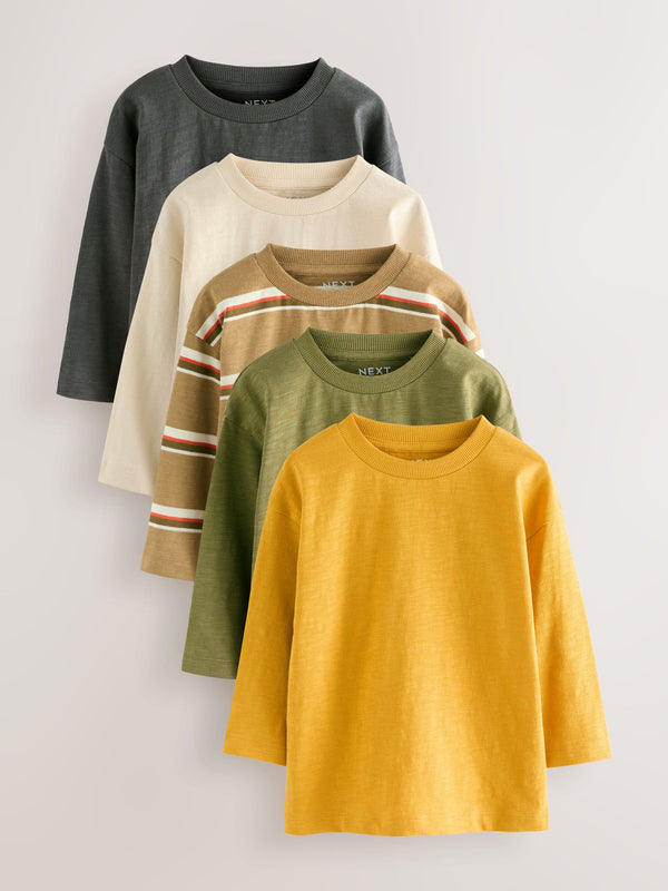 Yellow/Green Long Sleeve T-Shirts 5 Pack (3mths-7yrs)