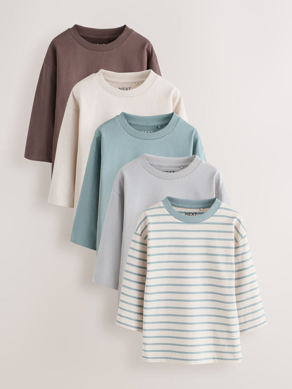 Multi Blue Long Sleeve T-Shirts 5 Pack (3mths-7yrs)