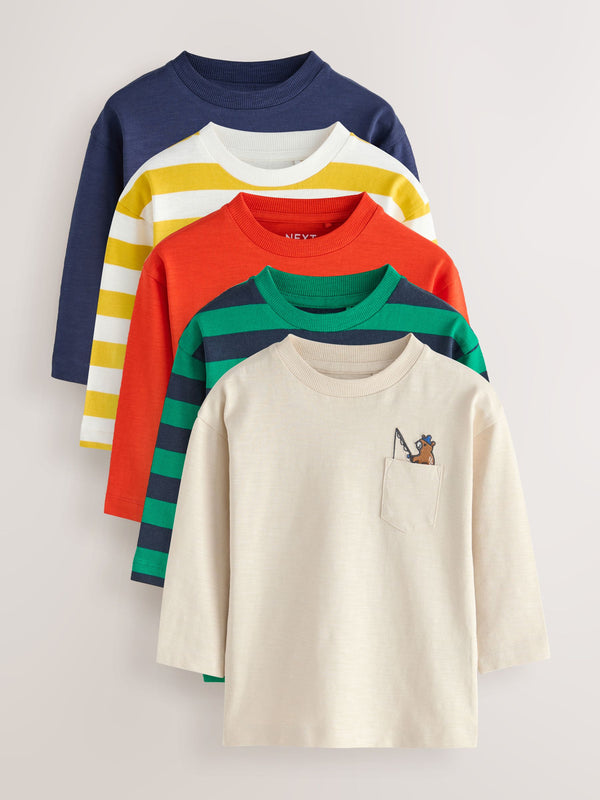 Multi Bright Animals Long Sleeve T-Shirts 5 Pack (3mths-7yrs)