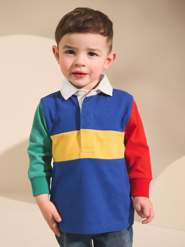 Multi Hotchpotch Long Sleeve Rugby Polo Shirt (3mths-7yrs)