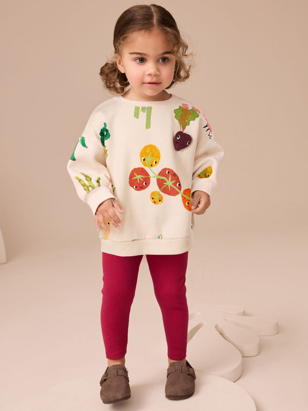 Cream Vegetable Characters Sweatshirt and Leggings Set (3mths-7yrs)