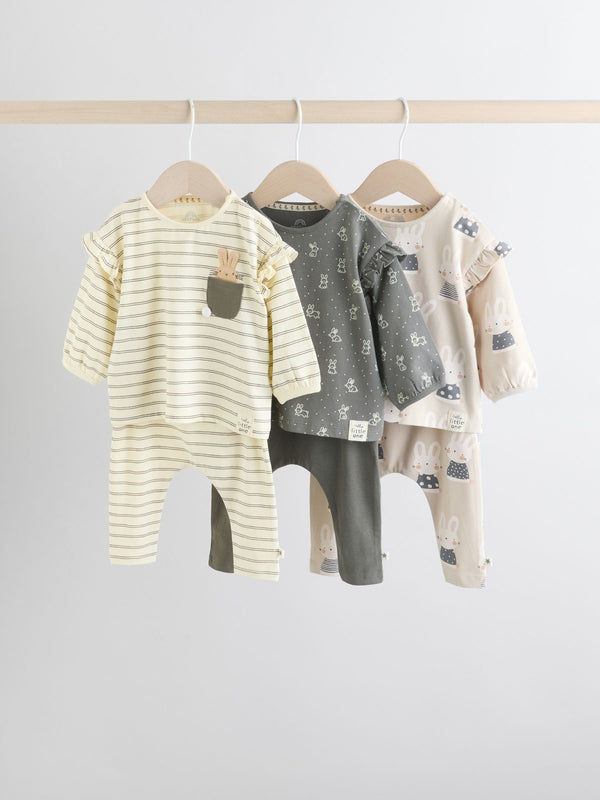 Grey/Cream Character Long Sleeve Top And Leggings Set 6 Piece (0mths-3yrs)