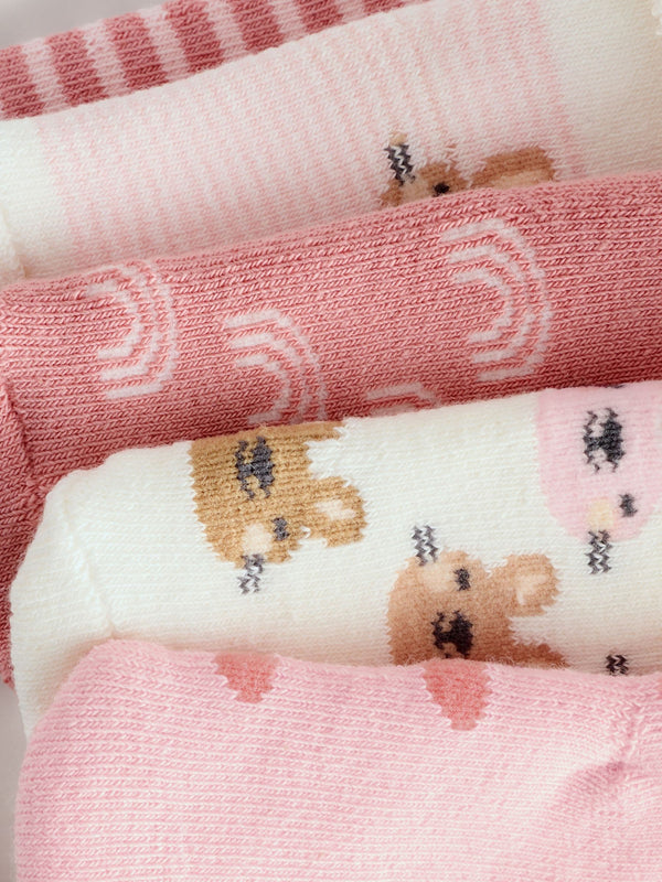 Pink Baby Roll Top Towelling Socks 5 Pack (0mths-2yrs)