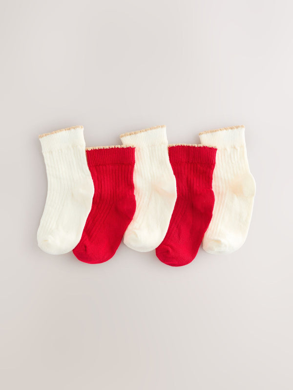 Red Sparkle Christmas Baby Sock 5 Packs (0mths-2yrs)