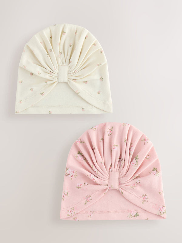 Pink 2 Pack Baby Turbans (0-18mths)