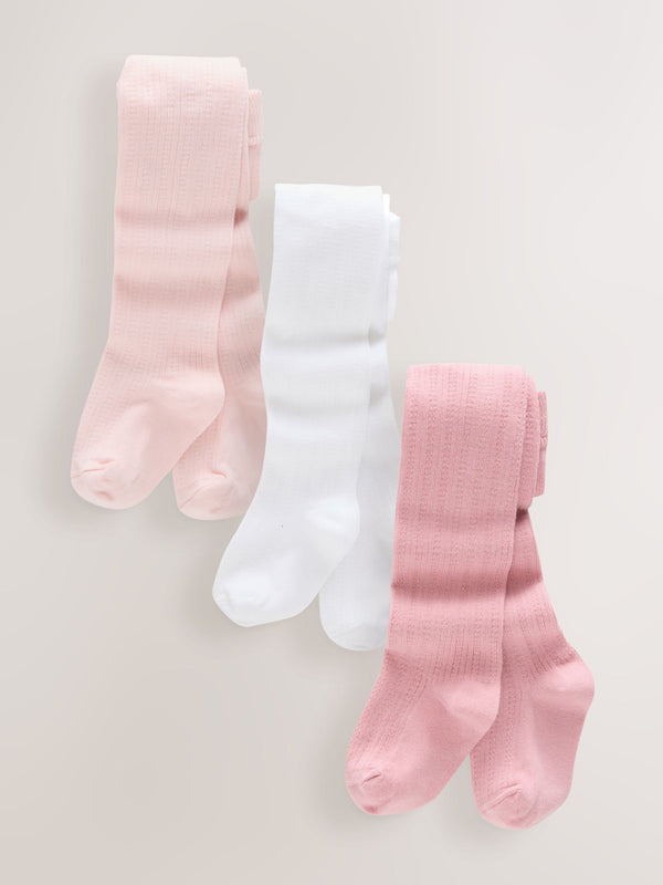 Pink Baby Tights 3 Pack (0mths-2yrs)