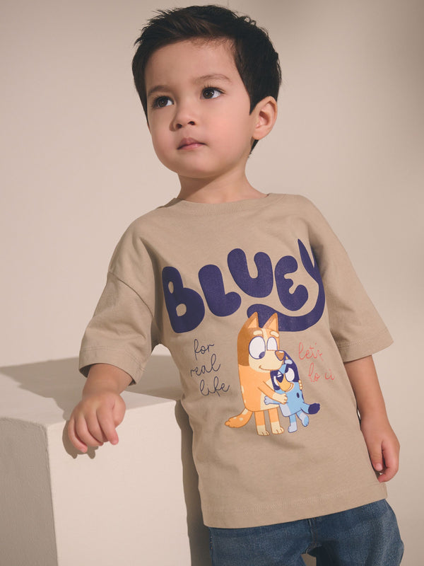 Neutral Bluey Short Sleeve 100% Cotton T-Shirt (3mths-7yrs)