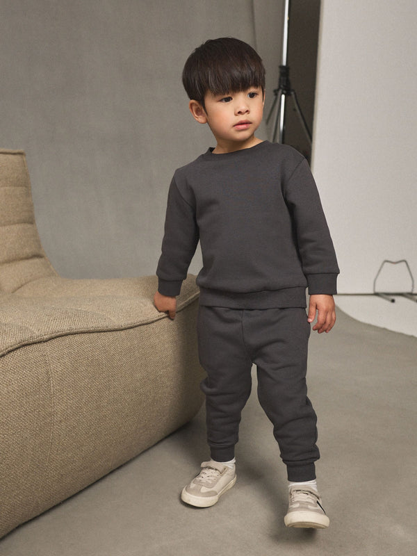 Charcoal Grey Plain Sweatshirt And Joggers Set (3mths-7yrs)