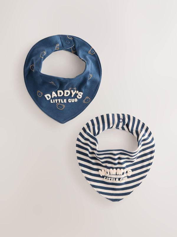Blue Mum and Dad Baby Bibs 2 Pack