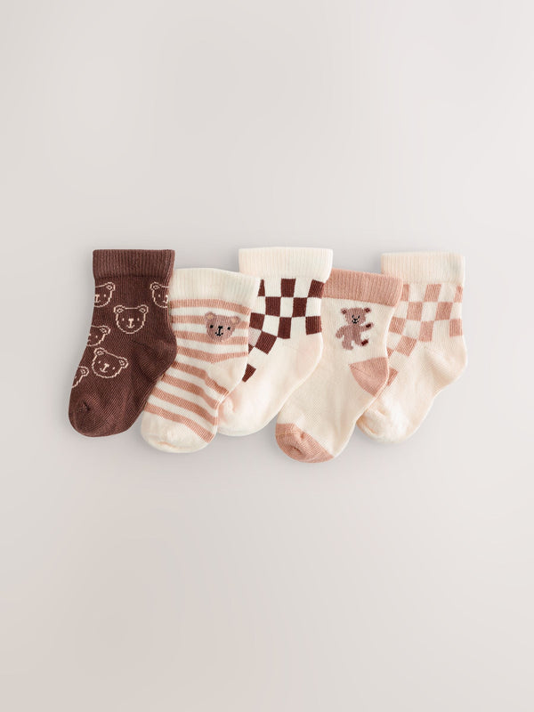 Brown Baby Socks 5 Pack (0mths-2yrs)