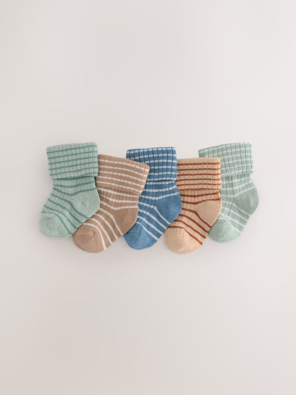 Multi Baby Roll Top Socks 5 Pack (0mths-2yrs)