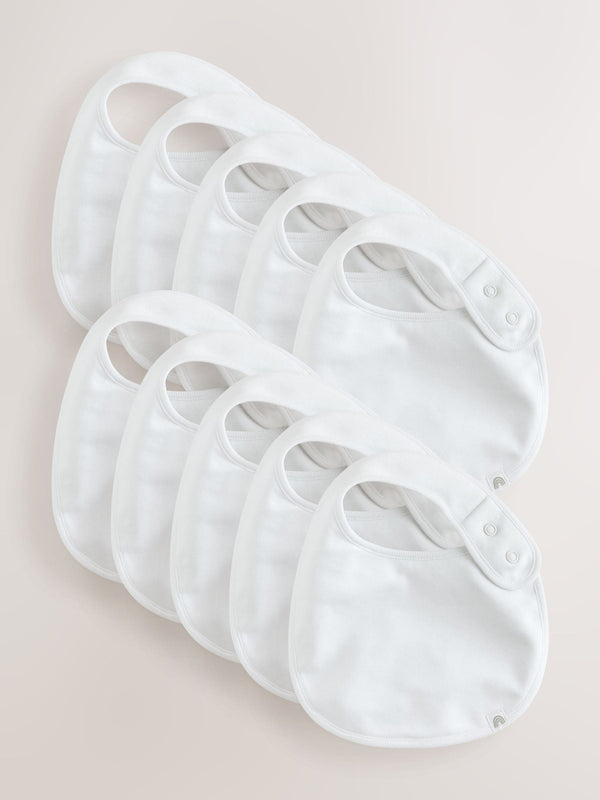 White Baby Bibs 10 Pack