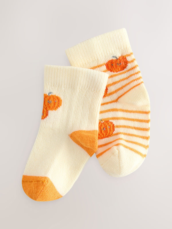 Orange Baby Halloween Pumpkin Socks 2 Pack (0mths-2yrs)