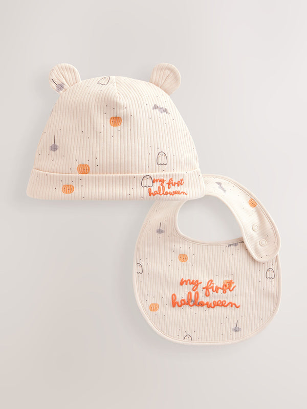 Orange My First Halloween Hat and Bib Set (0-12mths)