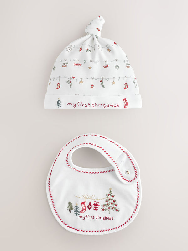 Red My First Christmas Hat And Bib Set (0-12mths)