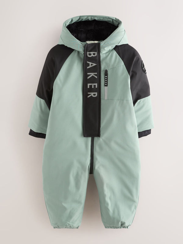 Baker by Ted Baker Sage Green Shower Resistant Colourblock Snowsuit