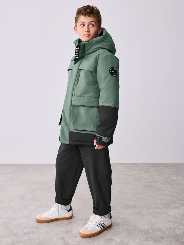 Baker by Ted Baker Shower Resistant Colourblock Parka Coat