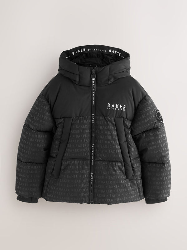 Baker by Ted Baker Shower Resistant Printed Black Padded Coat