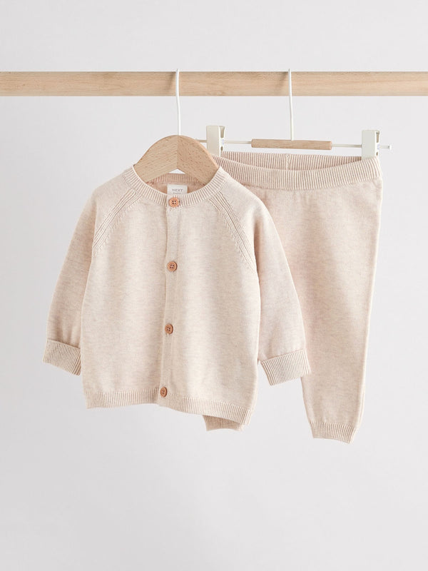 Natural Knitted Baby Jumper And Legging Set (0-12mths)