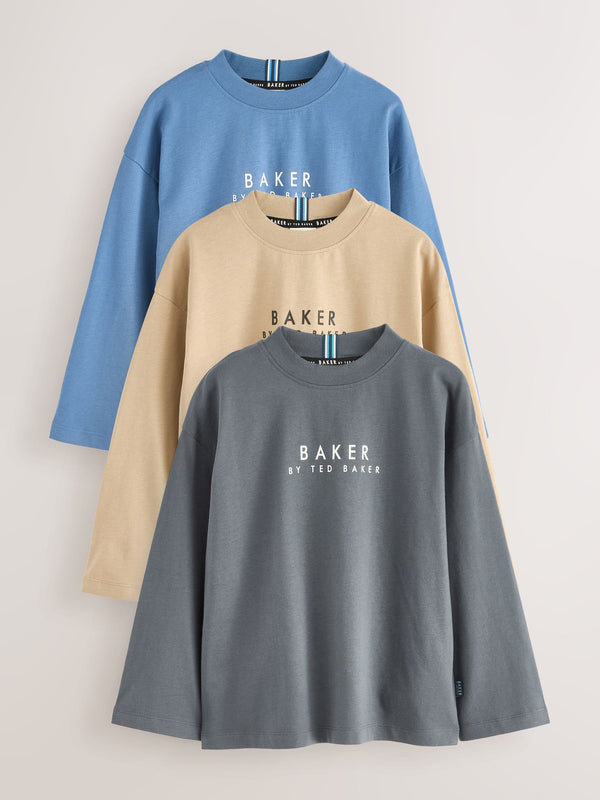 Baker by Ted Baker Cotton Long Sleeve T-Shirts 3 Pack