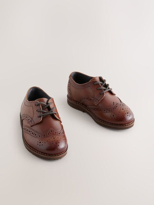 Tan Brown Standard Fit (F) Smart Leather Brogue Shoes