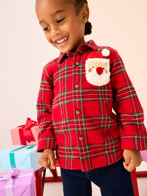 Red Black Non Character Long Sleeve Christmas Check Shirt (3mths-10yrs)