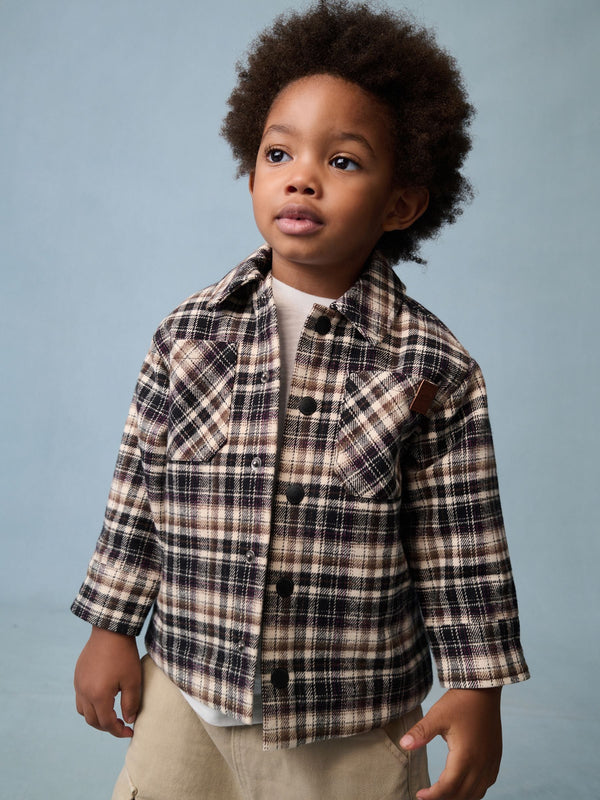 Mono Core Borg Lined Check Shacket (3mths-7yrs)