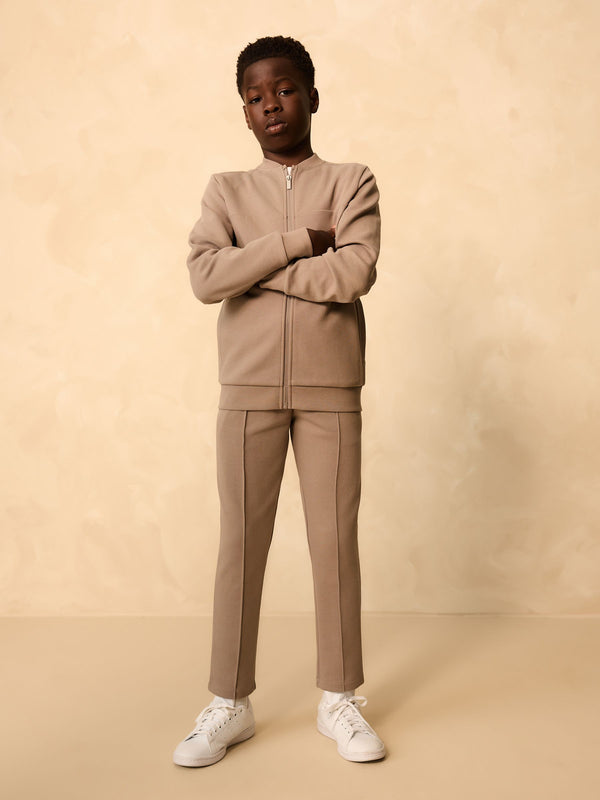 Mink Brown Smart Jersey Bomber Jacket and Joggers Set (3-16yrs)