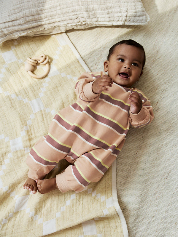 Rust Brown Stripe Baby Sweat Romper (0mths-3yrs)