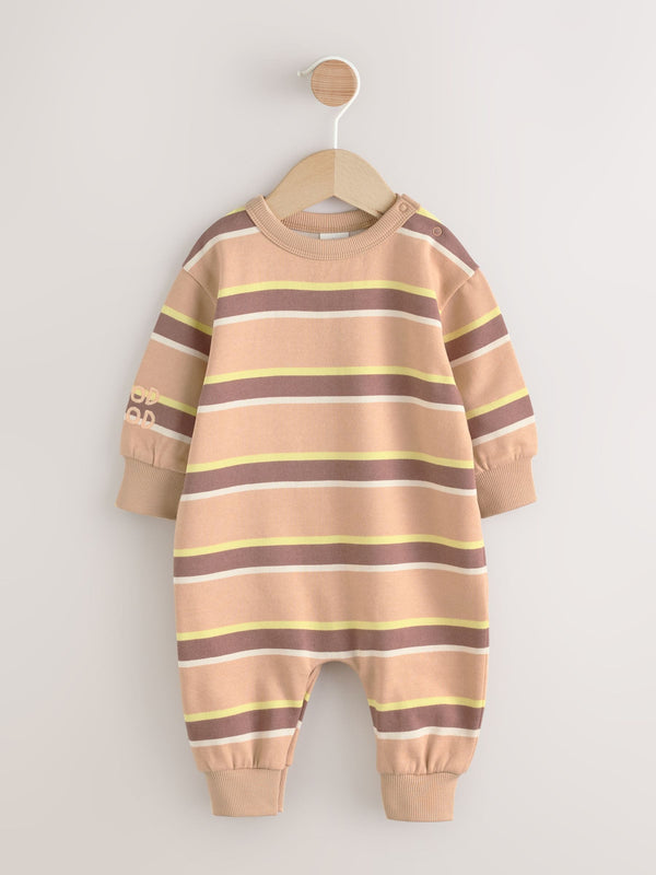 Rust Brown Stripe Baby Sweat Romper (0mths-3yrs)
