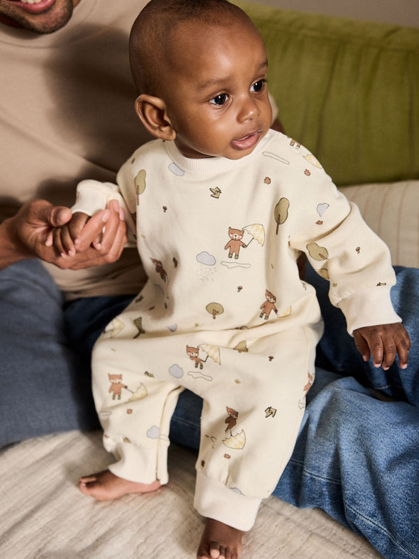 Ecru Bear Baby Sweat Romper (0mths-3yrs)
