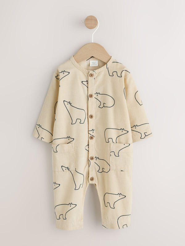 Cream/Blue Polar Bear Baby Romper (0mths-2yrs)