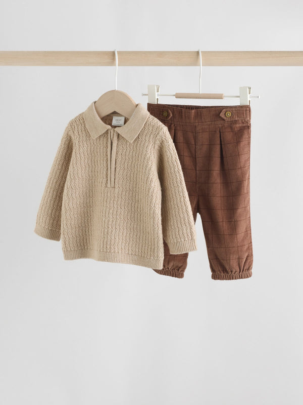 Neutral Baby Knitted Top and Trousers Set (0mths-2yrs)