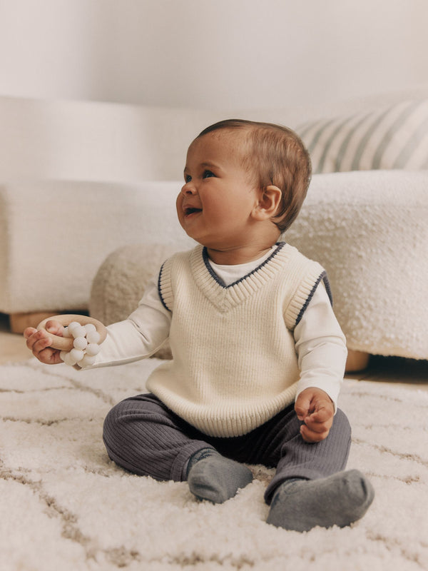 Black/White Baby Knitted Vest, Top and Leggings Set (0mths-2yrs)